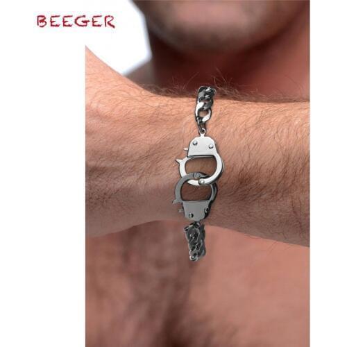BEEGER Cuff Him Handcuff Bracelet,men Cuffed Locking Bracelet ,Hand Wrist Erotic Positioning Bandage cuffs Bracelets