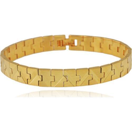MxGxFam 17.5 cm x 9 mm Watch Bracelet Men Jewelry Pure Gold Color 24 k EURO Fashion