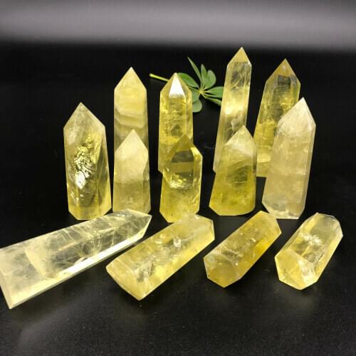 Natural citrine wand points polished quartz crystals healing stones home decoration for gifts