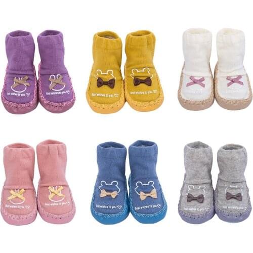 Cute Bowknot Baby Toddler Warm Breathable Indoor Floor Socks Anti-skid Shoes