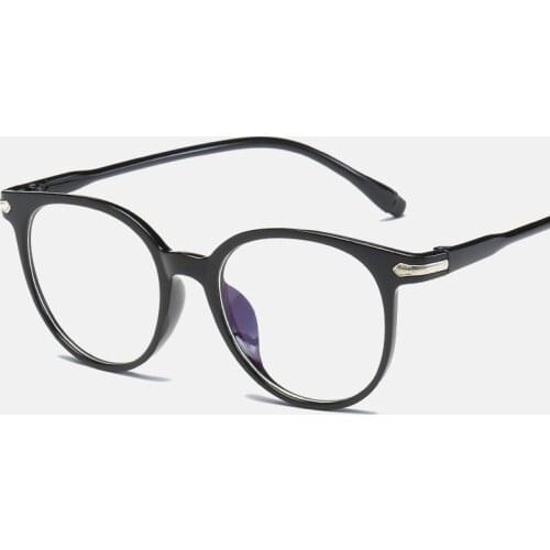 Fashion Anti Blue Light Plain Glasses Clear Round Frame Computer Gaming Glasses Women Eyeglass Comfort Eyeglasses for Women Men