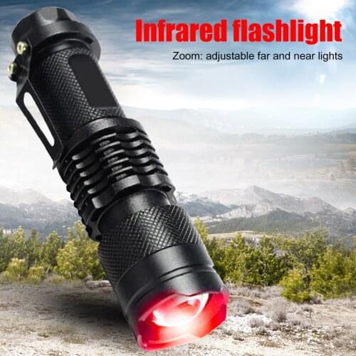 LED Aluminium Alloy Infrared Rotating Zoomable Flashlight Battery Powered IR Night Vision Outdoor Camping Hunting Torch Light