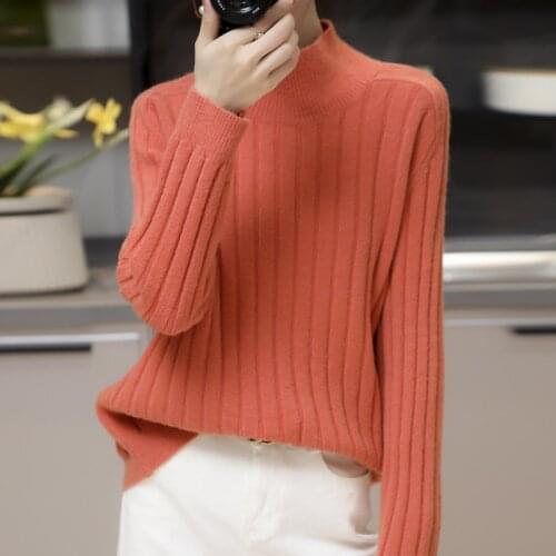 Half-High Collar Base Knitting Sweater Women Loose 2021 Autumn Winter Hot Style Outer Wear Hedging Lazy Wind All-Match Blouse