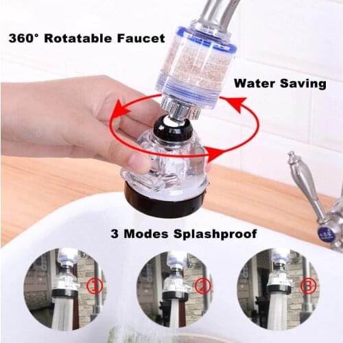 VIP Link 360 Rotating Splashproof Chlorine Removal Filter Aerator Sink Head Water Purify Faucet 3 Mode Water Saving