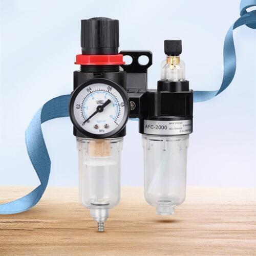 1/4"Air Filter Regulator AFC2000 Pneumatic Tools Pressure Gauge Switch Compressor Moisture Trap Oil Water Separ