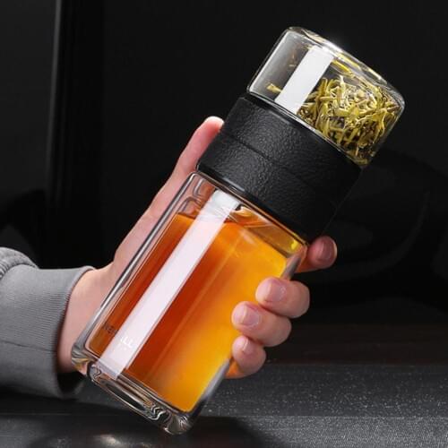 High Quality Double Glass Water Bottle With Case Tea Drink Bottle Infuser Tumbler Drinkware Waterbottle Eco-Friendly