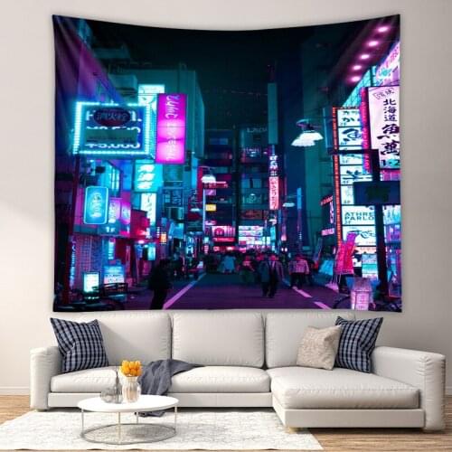 Japanese Tapestry Hippie Fashion City Printed Wall Hanging Bed Room Decor Creative Home Bohemain Psychedelic Aesthetic Tapestry
