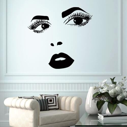 Woman Face Wall Decals Beauty Salon Hairdressing Decor Vinyl Stickers for Girls Room Beauty Salon Decoration Accessories X407