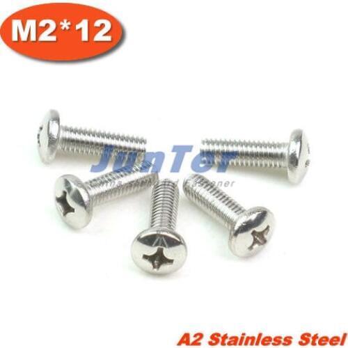 100pcs/lot DIN7985 M2*12 Stainless Steel A2 Pan Head Phillips (Cross recessed pan head) Screw
