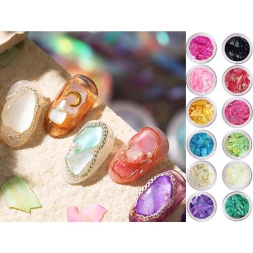 12pcs/Lot Natural Sea Shell slice Colourful pearls slice Artwork decoration Polymer clay tools decoration Nail Art Decoration
