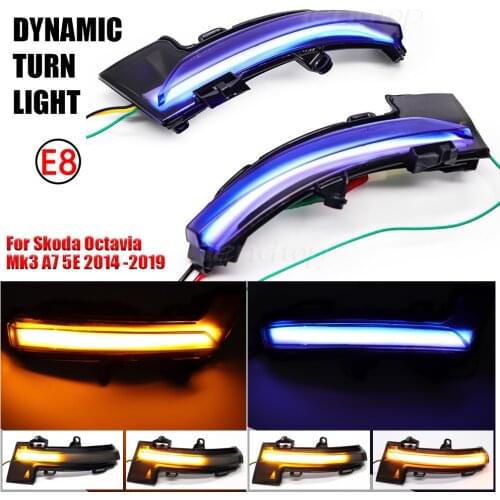 2 Pcs For Skoda Octavia Mk3 A7 5E 2013 2014 2015 2016 2017 2018 2019 Side Mirror Indicator Dynamic Blinke LED Turn Signal Light