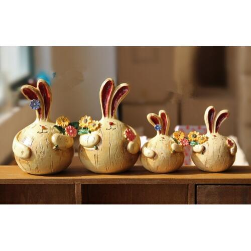 2pcs/lot Zakka Lovely Home Furnishing Creative Rabbit Lover Resin Craft Table Home Decoration Hot Sale JL 007