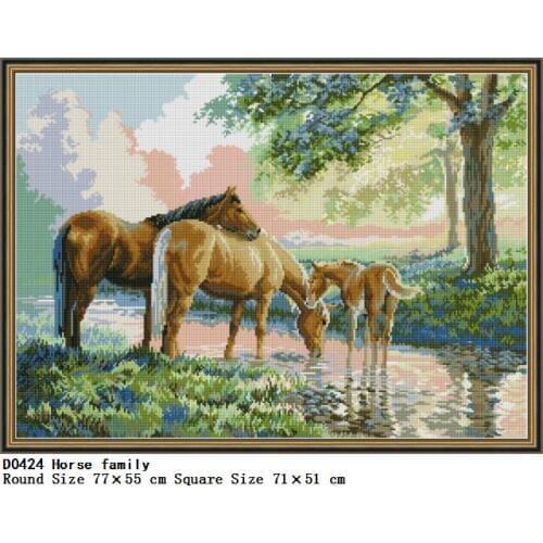 5D Diamond Painting Animal landscape character Cross Ctitch Kit Horse family Pattern Wall Sticker Mosaic Diamond Painting