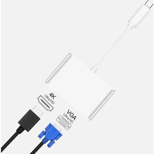 2 in 1 HUB USB C to HDMI 4K VGA 1080P Type C to HDMI VGA Adapter USB-C Support 4K*2K 1080P for Macbook Google Pixel HDMI VGA HUB