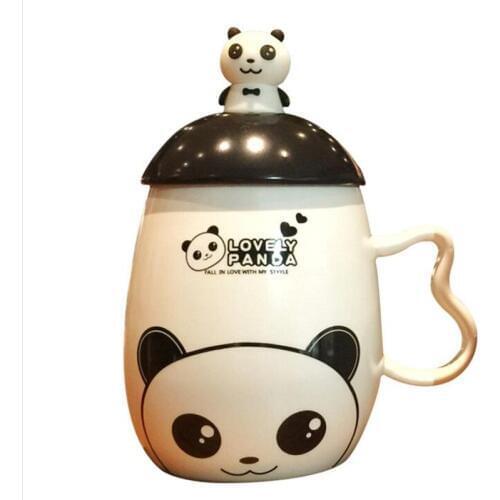 Promotion! Creative Cute Panda Ceramic Mug with a lid The Office Mug with a Spoon
