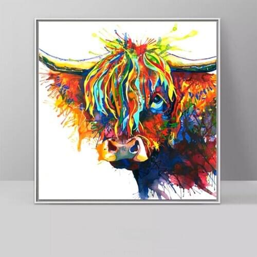 Diamond Embroidery Colorful Highland Cow bull diamond mosaic full drill diy diamond painting cross stitch kit wall art ZP-2585