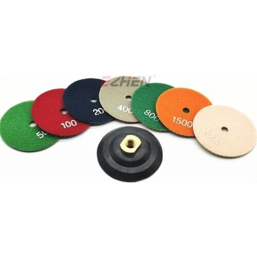 ECHEN 10 Pieces Diamond Polishing Pads Wet Granite Marble Stone Concrete Sanding Discs Resin Bond Flexible Polisher