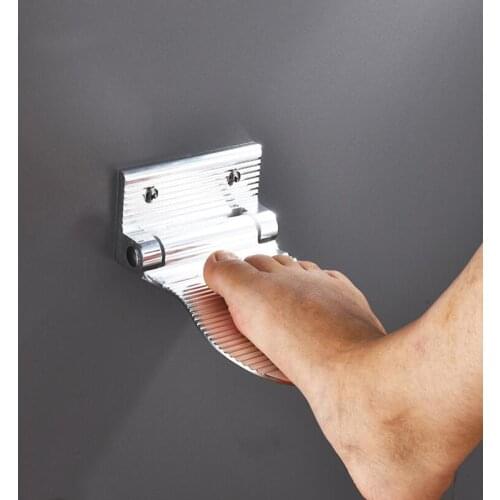 Aluminum Non-Slip Folding Bathroom Shower Footstool Foot Rest for Pregnant Wall Mounted Shower Footrest Ladder Shelf Foot Pedals