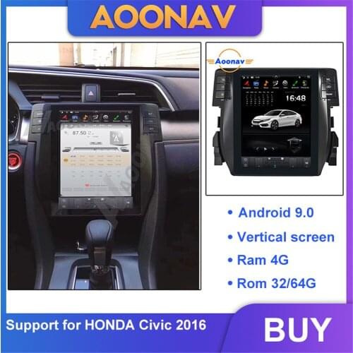 2din android car radio for honda Civic 2016 -2019 multimedia player car radio vertical Tesla screen GPS navigation DVD player