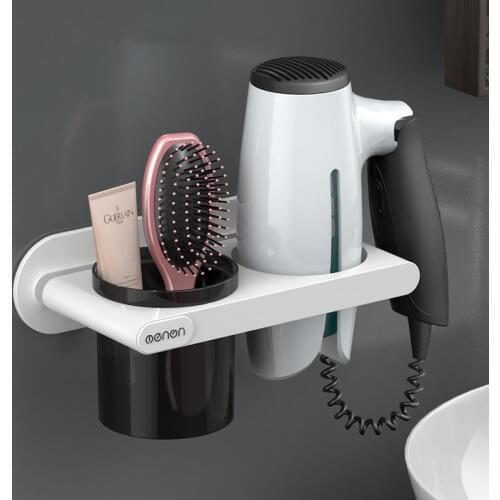 Hair Dryer Holder Multi-functional Bathroom Shelf Hair Dryer Storage Rack Holder Shelf Wall Storage Rack Bathroom Accessories
