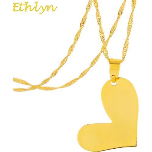 Ethlyn 2017 Chic Heart Love Letters Pendant Necklace For Women Gold Color Jewelry Girl Christmas/Valentines Day Gifts P105