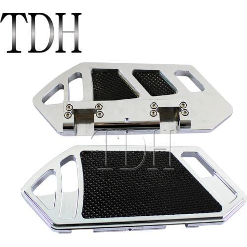 Chrome/Black Motorcycle Diver Rear Passenger Floorboards Foot Boards Left Right Footrest for Harley Softail Touring 1984-2015