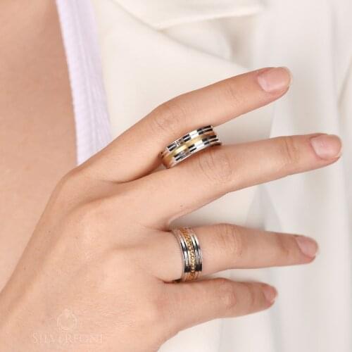 SILVERFONI 925 Sterling Real Silver Wedding Rings Set For Men And Women Jewelry Summer Sunny Bands Anniversary Gift New Season