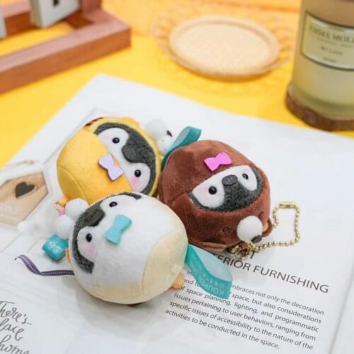 Koupen Chan Penguin Plush Dolls Kawaii Cartoon Bear Plush Toys Cute Tiger Bag Decor Keychain Bag Pendant Birthday Gift for Girls