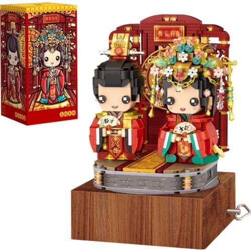 LOZ 1111pcs+ Chinese Wedding Music Box Building Blocks DIY ABS Assembly Brick Figures Toys For Friend Couples Gift 1227