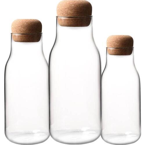 Multi Function Kitchen Sealed Can Glass Bottle Resistant Heat Juice Grains Bottle Transparent Storage Tea Tanks for Storage Part