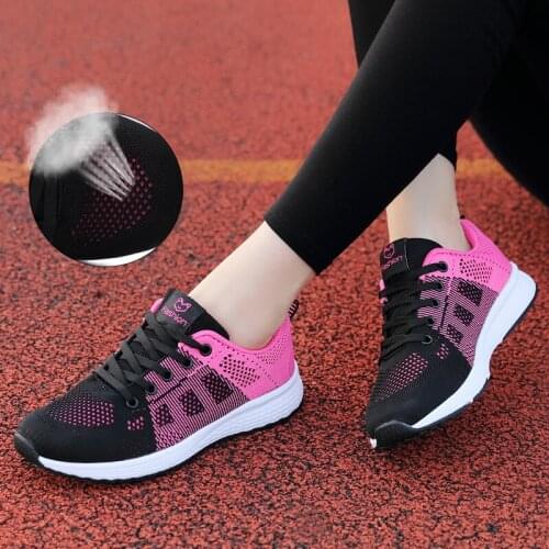 Fashion Womens Shoes Summer Autumn Woman Flats Outdoor Breathable Mesh Sneakers Lace-up Ladies Shoes Light Casual Flat Shoes
