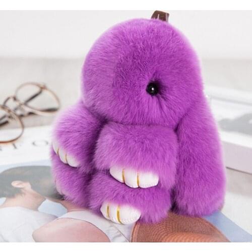 Fancy&Fantasy 18CM Fluffy Bunny Keychain Rabbit Key Chain Fur Woman Handbag Bag Keyring Pom Pom Car Pendant Key Ring Holder