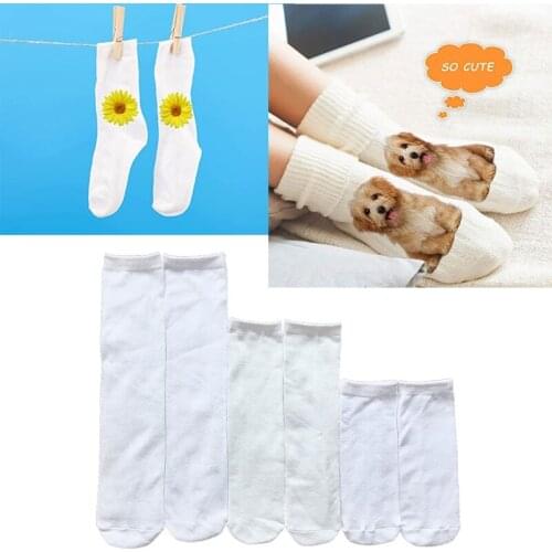 5 Pairs Sublimation Blank Socks Double-sided Print Heat Transfer Tubbe Socks for Teen Adult DIY Personalized Socks