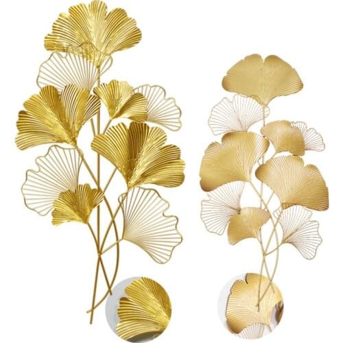 New Chinese Wall Wrought Iron Ginkgo Biloba Home Decoration Crafts Creative Wall Hanging Sofa Background Mural Ornament Decor