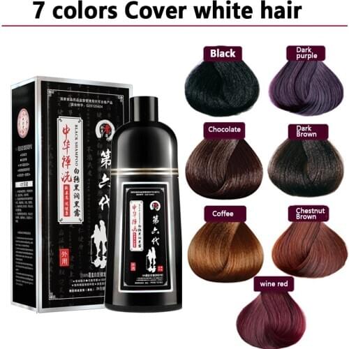 7 Colors Organic Natural Fast Hair Dye Only 5 Minutes Noni Plant Essence Brown Hair Color Dye Shampoo for Cover Gray White Hair