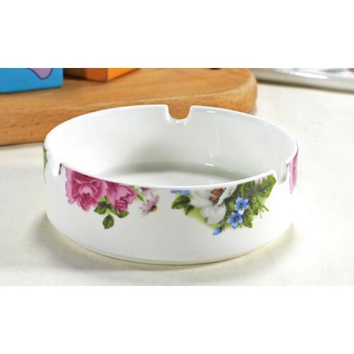 Bone china ashtray, ceramic ash tray for table deco, blooming design, porcelain cigar ashtray, cigarette portable ashtray