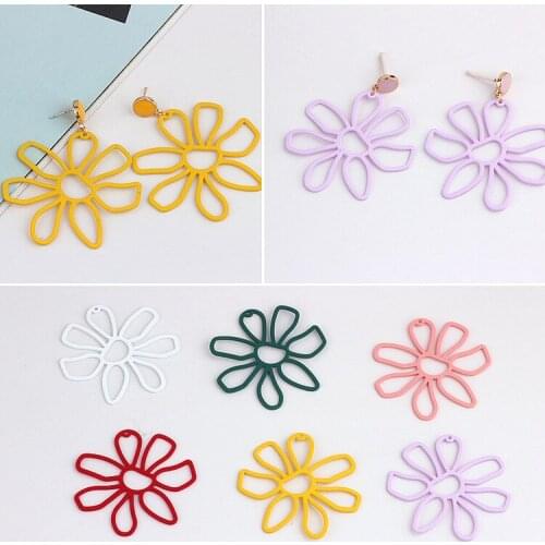 10Pcs Fashion Jewelry Charms Metal Flower Hollow Pendants Connectors DIY Jewelry for Earring Necklace Bracelet Craft Findings