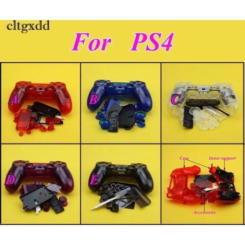 Cltgxdd Clear Housing Case Button Key Kit for PS4 Controller Transparent Shell Case Cover for Playstation 4 Gamepad Replacment