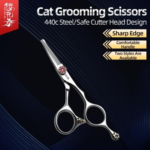 Cat straight scissors cat hair cutting artifact hair trimming beauty direct tooth scissors 4.5 inch shaving scissors special sci