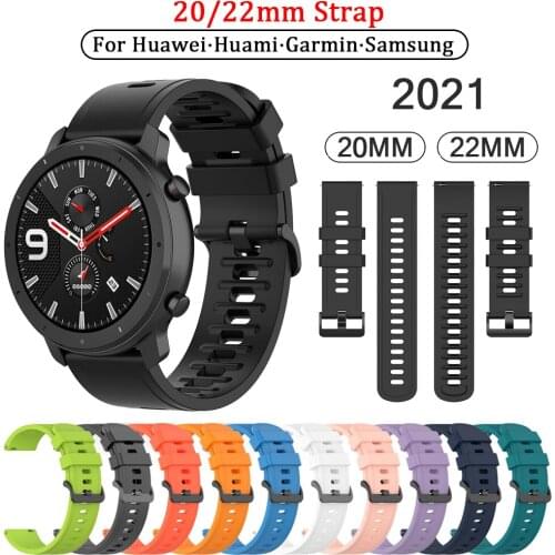 Newest 20mm 22mm Silicone Band for Samsung Galaxy Watch Active 2 Active 3 Gear S2 Watchband Bracelet Strap for Huami Amazfit bip