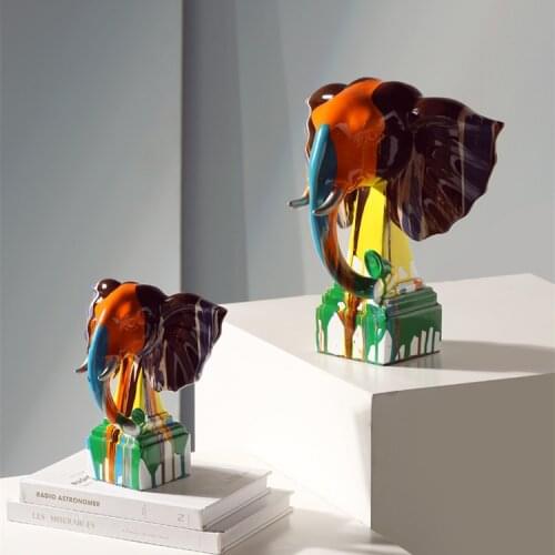 Creative Elephant Art Street Painted Stain Simple Color Decorations Home Entrance Wine Cabinet Office Decorations Resin Crafts