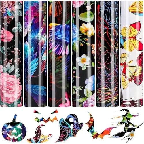 XFX HTV Cricut 6 Pcs 12"x10" PU 3D Pattern Heat Transfer Vinyl for T-Shirt Heat Press Design Washable HTV Iron on Fabric Vinyl
