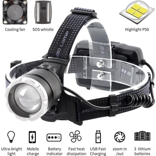 Xhp50 Led Headlamp Cree Xpl 18650 Usb Rechargeable Headlight 18650 Flashlight With Power Indicator Magnet Tail