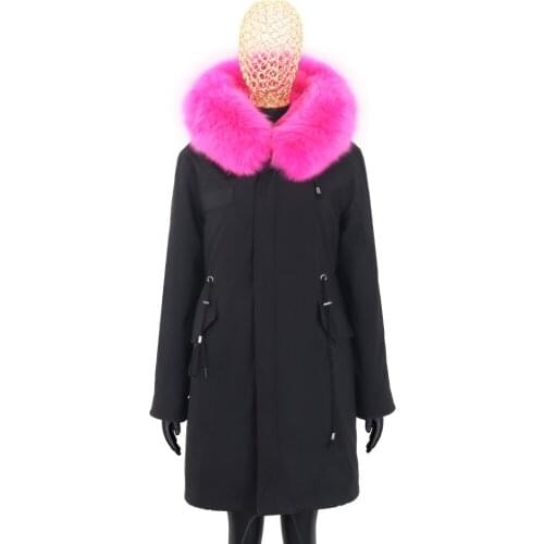 2021 Winter Jacket Women 7XL Faux Rabbit Fur Coat Long Waterproof Raccoon Fur Collar Hood Thick Warm Streetwear Parkas New