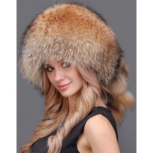 Womens fur hats real raccoon fur hat russian winter warm women soft caps hats pilot cap