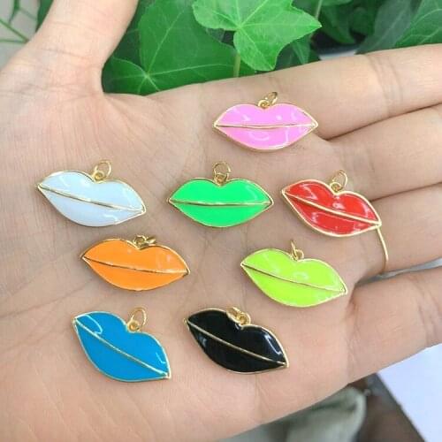 10Pcs,Wholesale Colorful Enamel lip Charms Pendants For DIY Bracelet Necklace Earring Jewelry Making