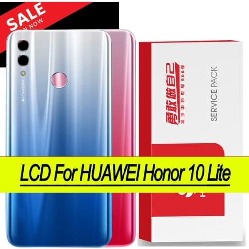 100% Original for Huawei Honor 10 Lite Back Battery Cover Rear Glass Door Panel Case Battery Cover with Camera Lens