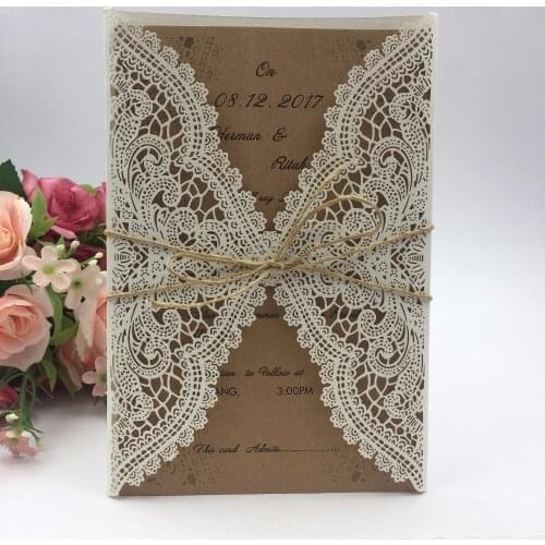 100pcs Graceful lace valentines day card laser Cut invitations wholesale wedding invitation Cards party supplies 3d pop up card