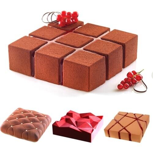 3D Square Silicone Cake Molds DIY Irregularity Geometry Large Silicone Mousse Mold For Cake Baking Mold Dessert Decorating Tool