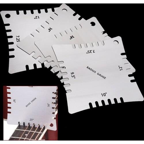 4pcs Stainless Steel Guitar Notched Radius Gauge Fingerboard Fretboard Measuring Tool Set Musical Instruments Parts Accessories